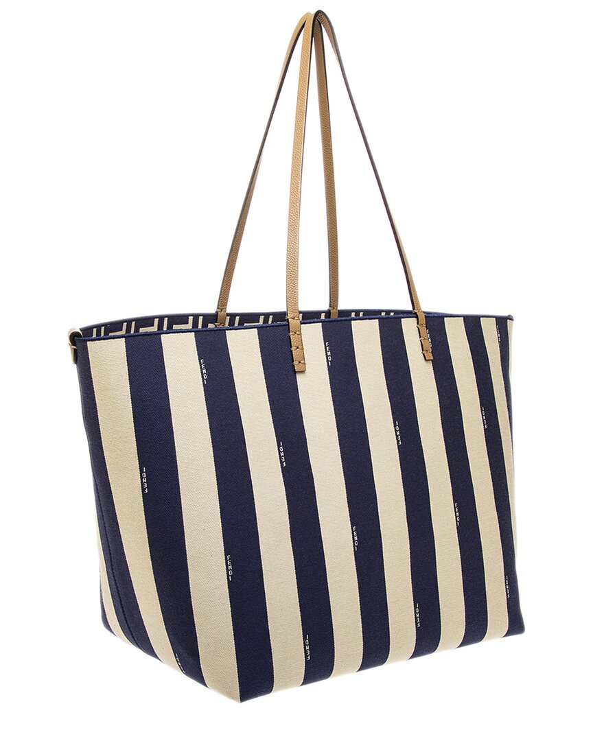 Fendi Roll Large Leather-Trim Tote