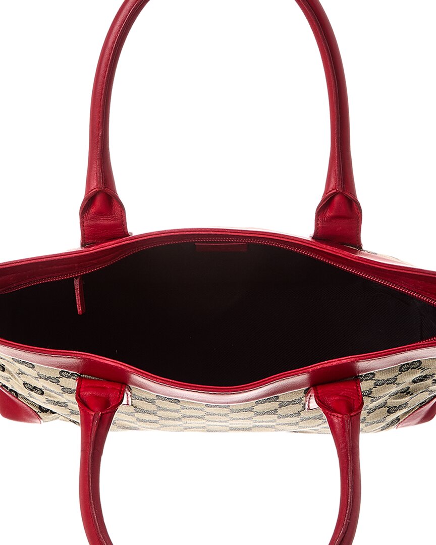 Gucci Navy Gg Canvas & Red Leather Campus Tote ( )