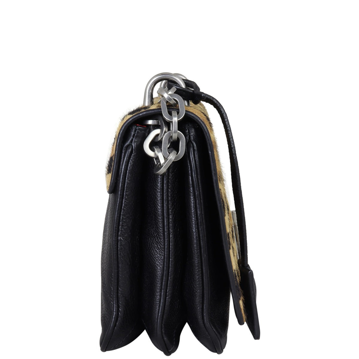 Prada Leopard Print Pony Hair Chain Flap Bag
