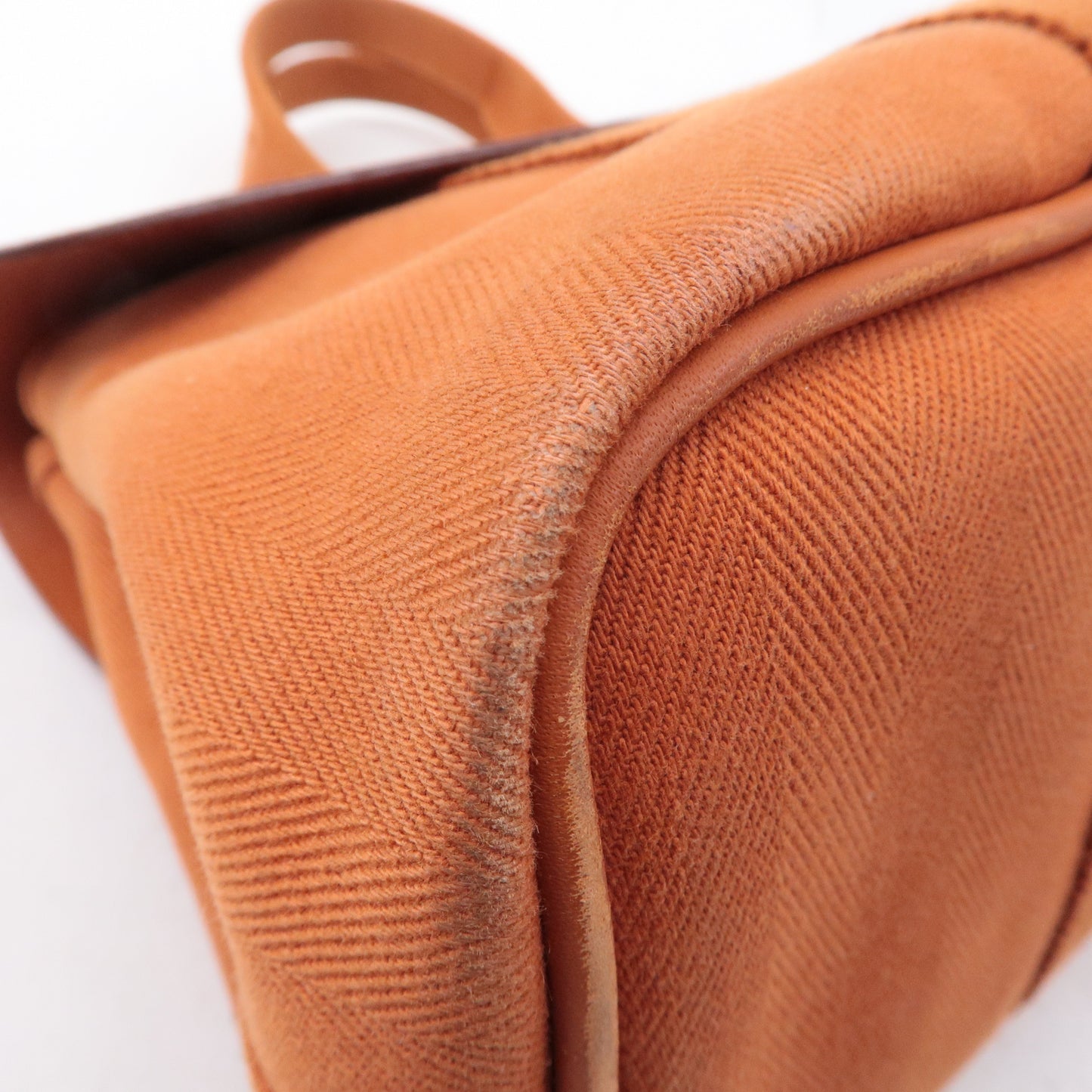 Luxury Hermes Toile Chevrons Leather Valparaiso PM Bag I Stamp Orange