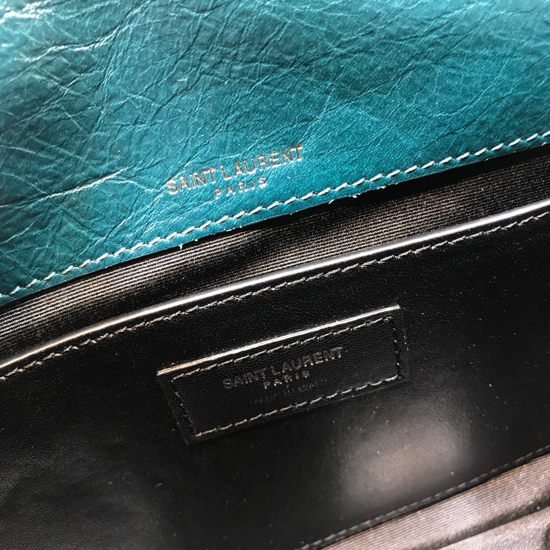 Yves Saint Laurent Niki Baby Chain Bag In Crinkled Dark Green