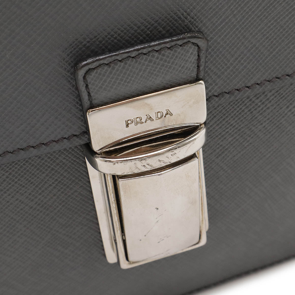 Prada Saffiano Clutch Bag 2way Bag Leather Grey