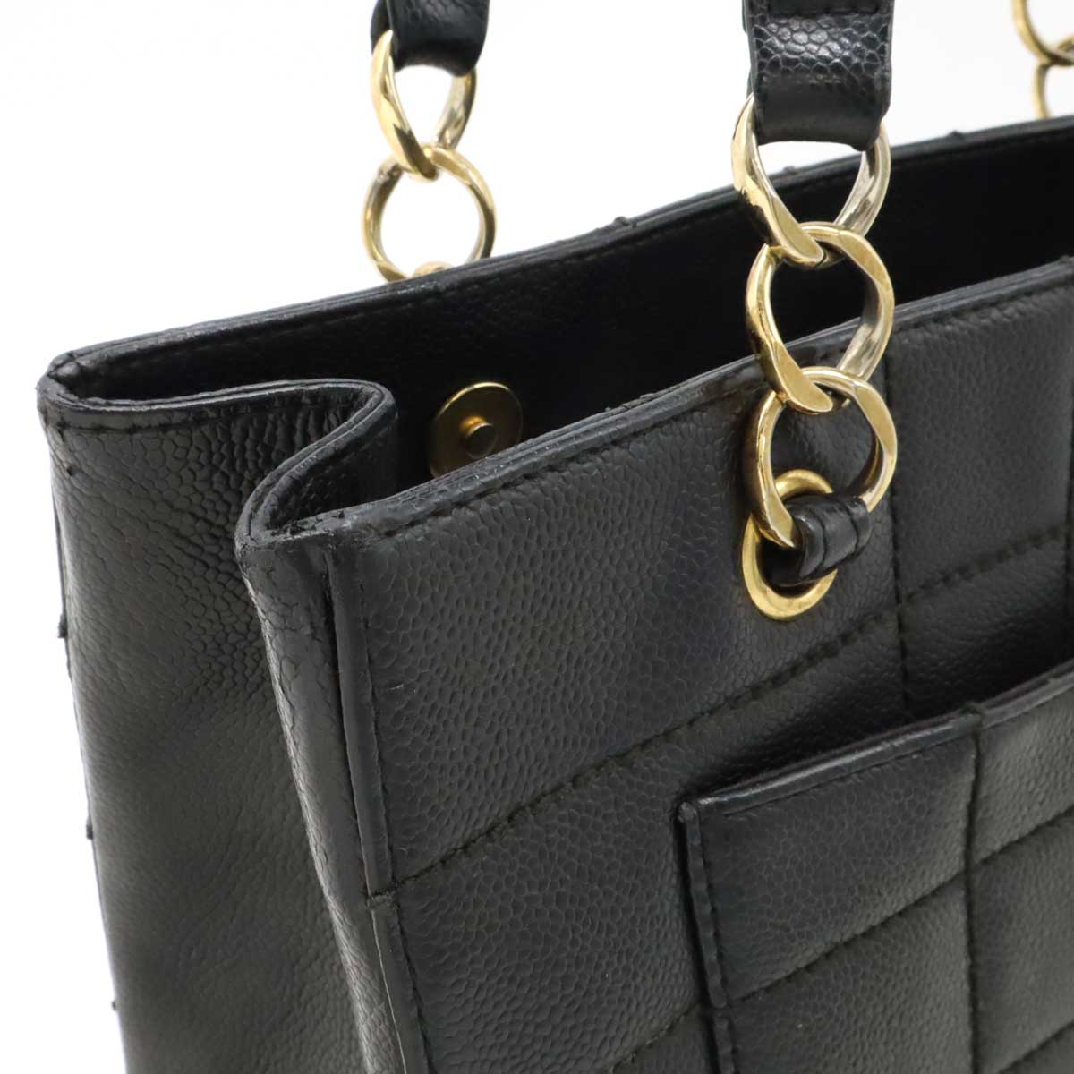 Chanel Caviar Skin Choco Bar 2way Tote Bag