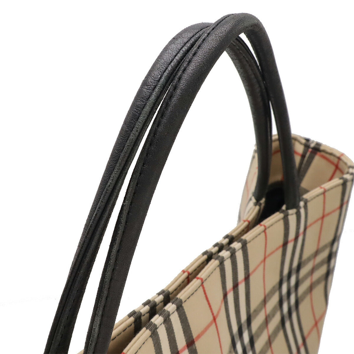 Burberry Check Canvas Leather Tote Bag