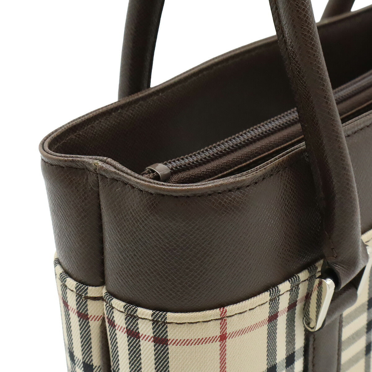 Burberry Nova Check Canvas Leather Handbag