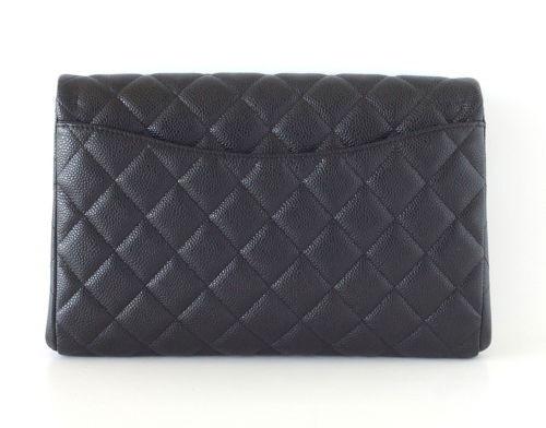 Chanel Bag Flap Flat Black Caviar Clutch Shoulder Bag