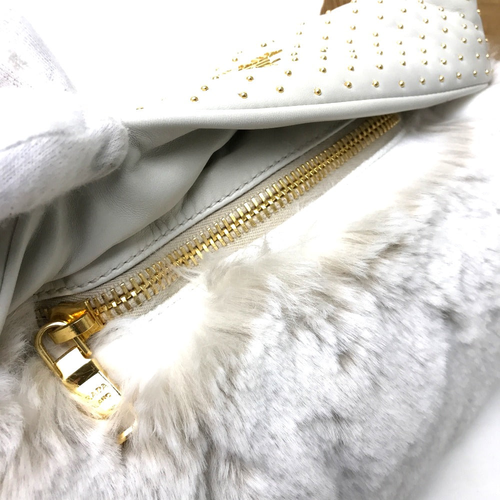 PRADA Clutch bag Fur / Leather off white Women