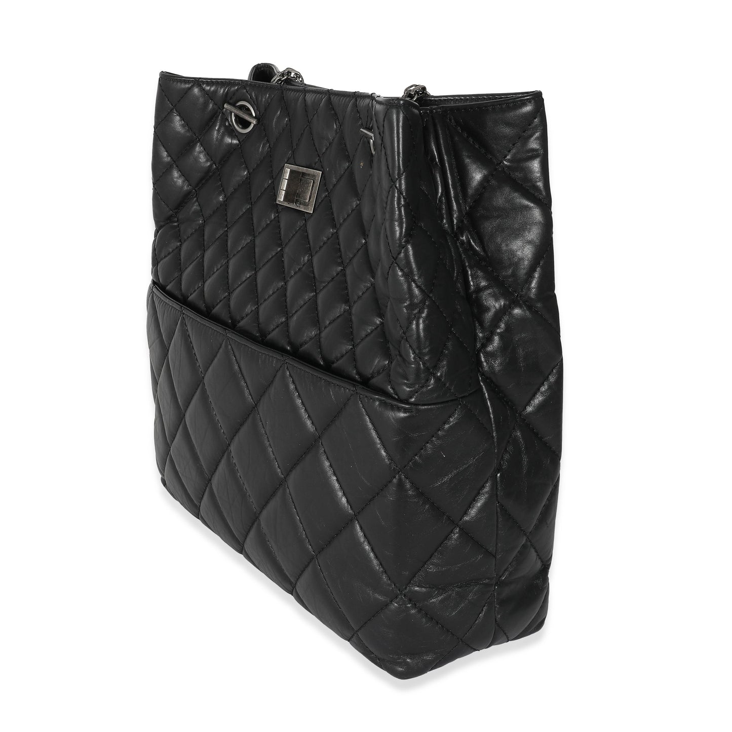 CHANEL Black Calfskin Tall 2 55 Reissue Tote