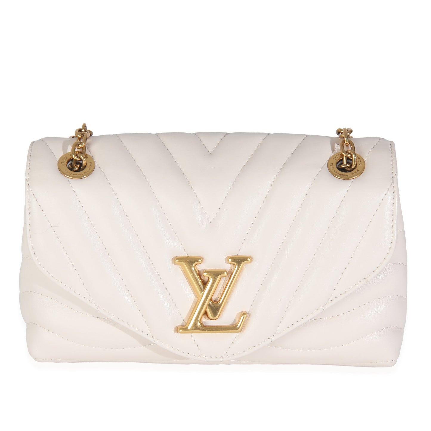 Louis Vuitton Ivory Quilted Calfskin New Wave Chain Bag
