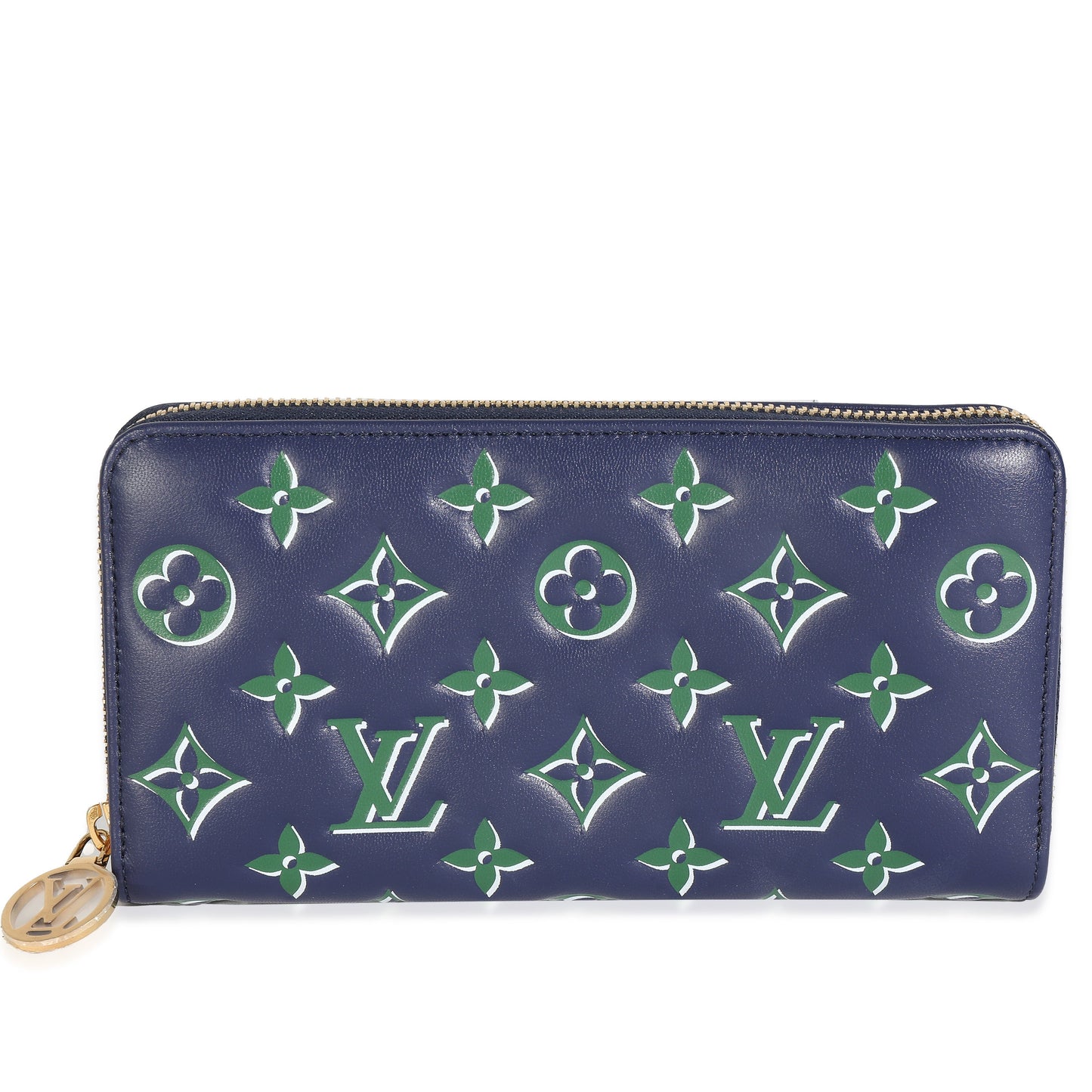 Louis Vuitton Blue Green Lambskin Monogram Coussin Zippy Wallet