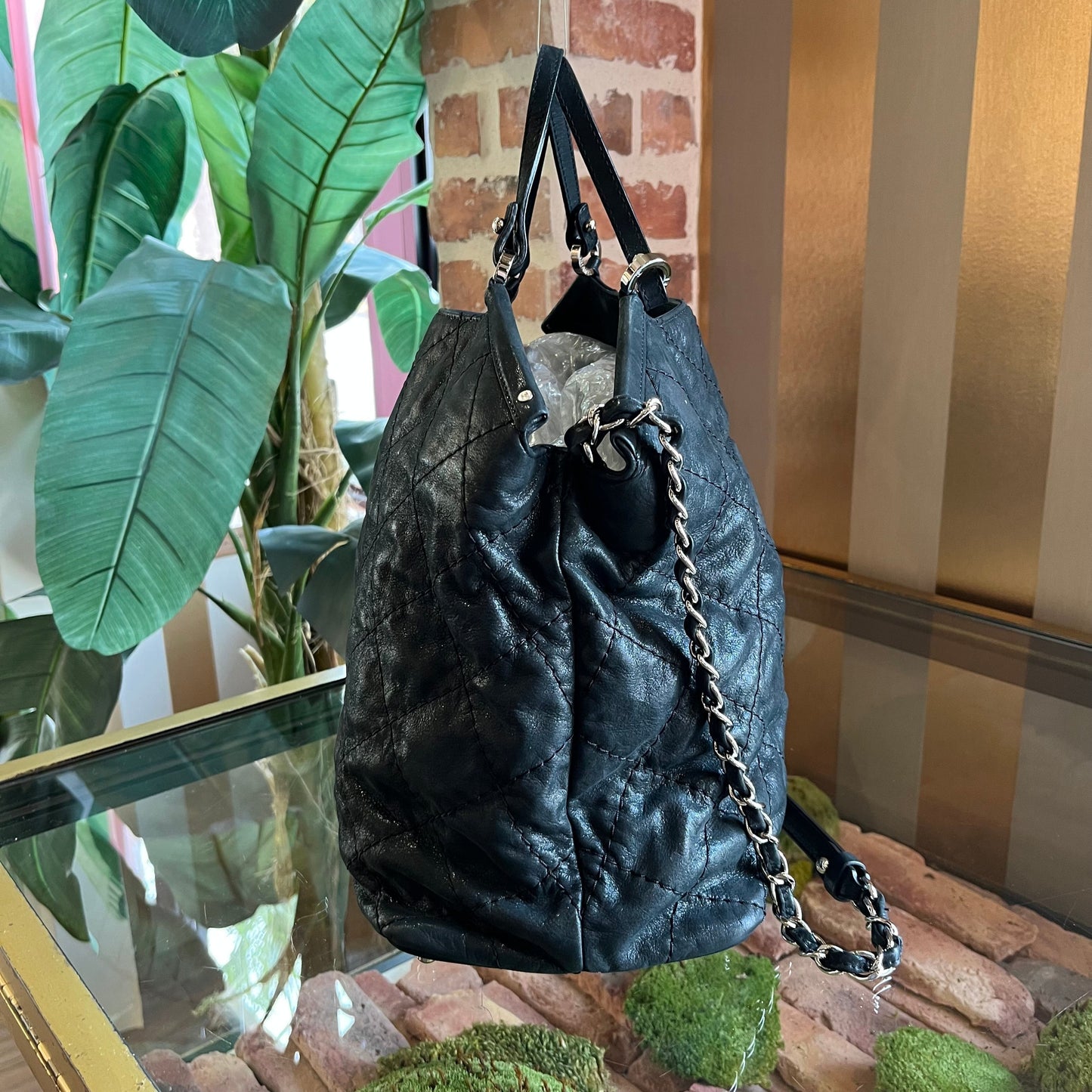 CHANEL Black Iridescent Sea Hit CC Two Way Tote ADI1146