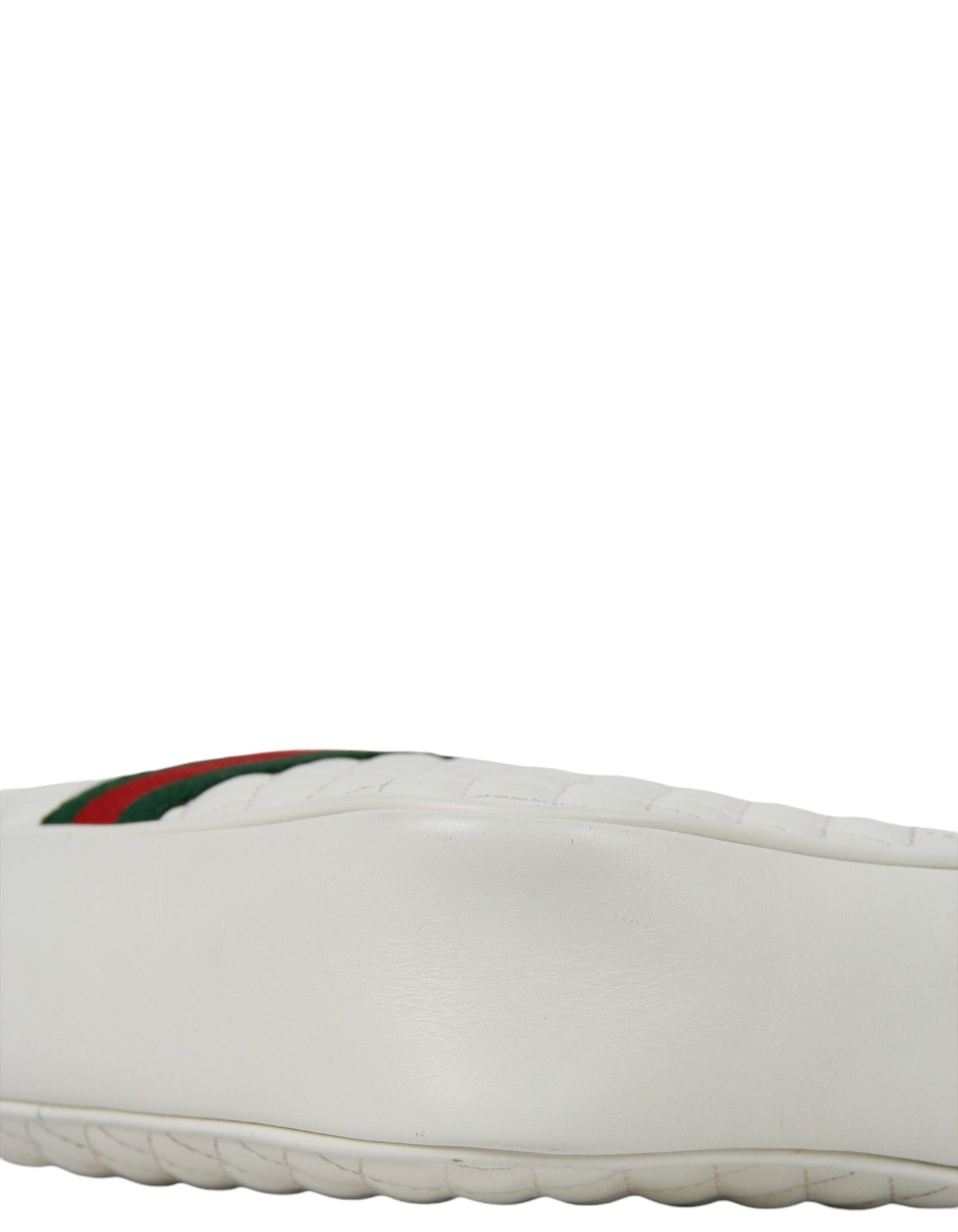 Gucci White Calfskin Web Trapuntata Small GG Shoulder Bag