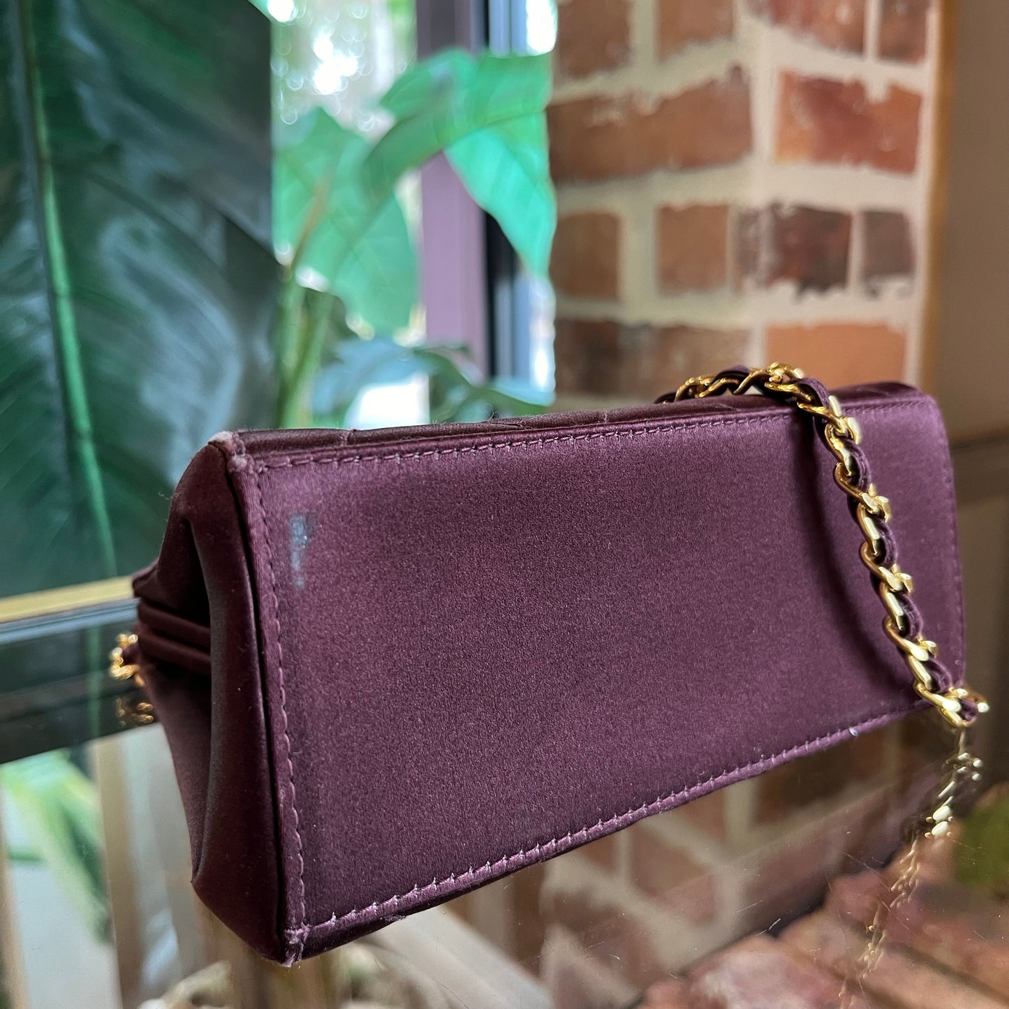CHANEL Silk Plum Colored Evening Bag