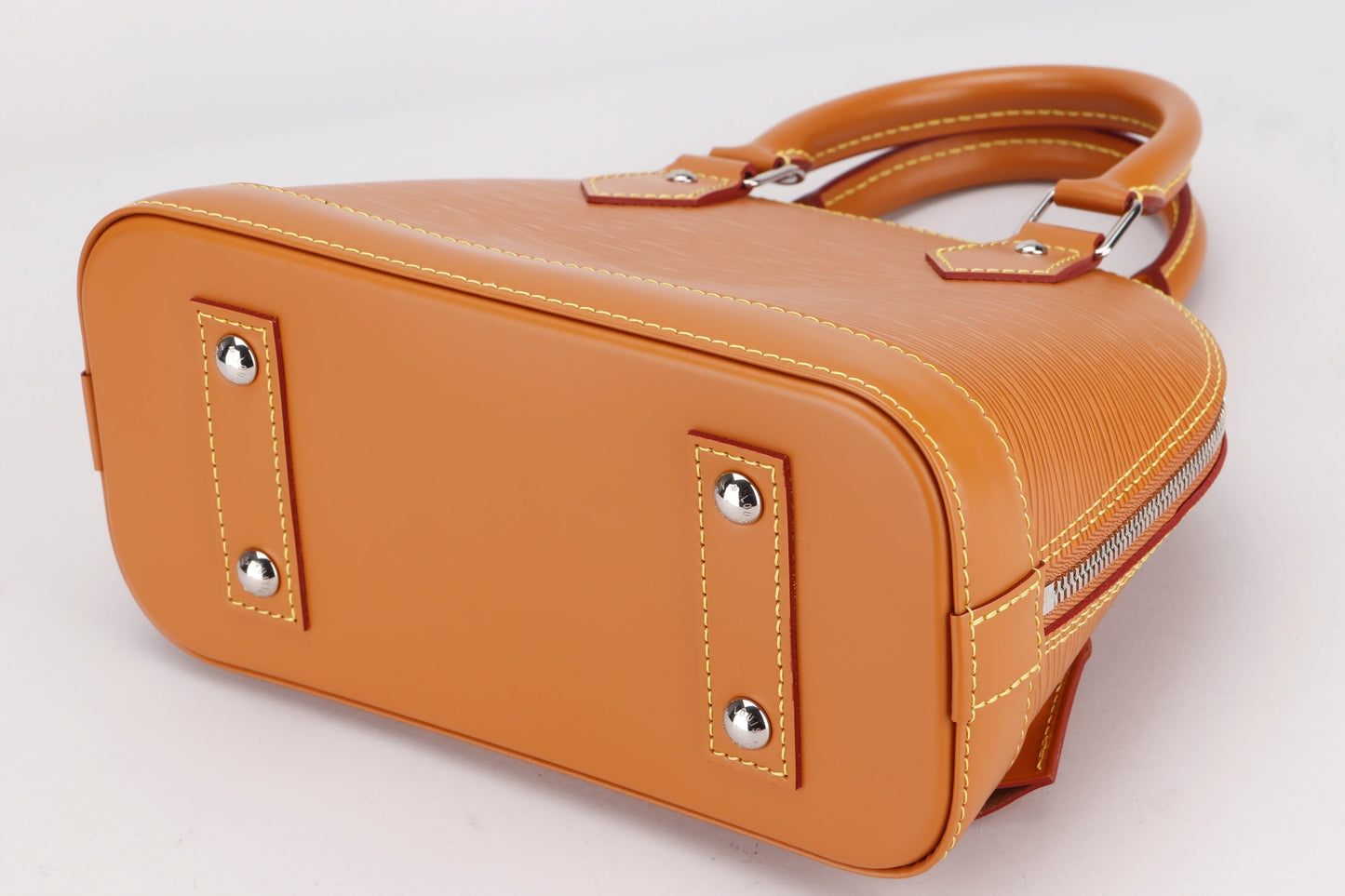 LOUIS VUITTON ALMA BB, GOLD MIEL EPI LEATHER, WITH STRAP, KEYS, LOCK, DUST COVER & BOX Handbag