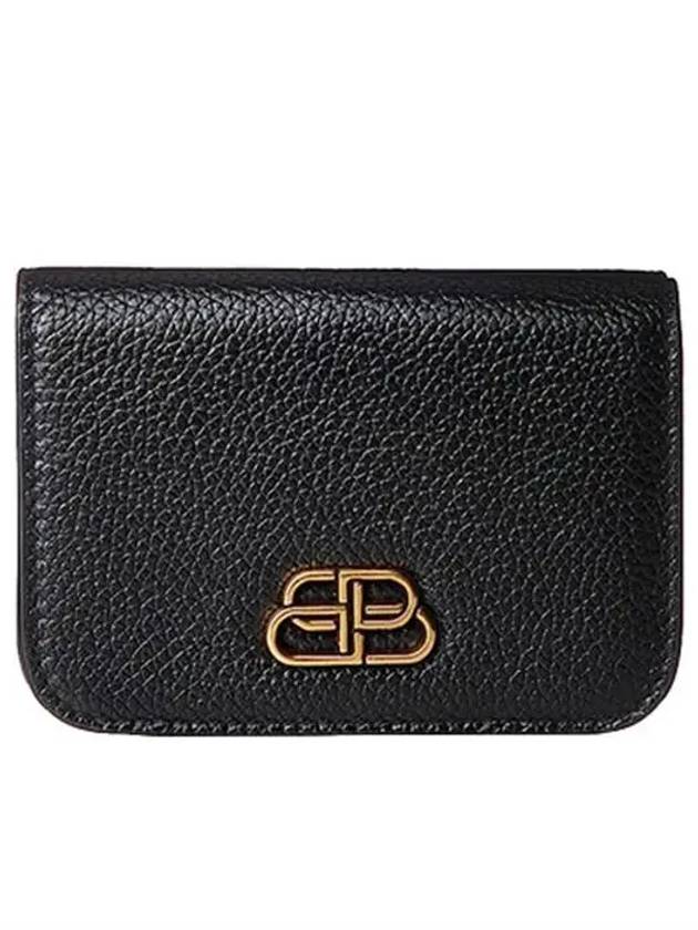 Luxury Balenciaga Trending 2026 Gold BB Logo Half Wallet Black
