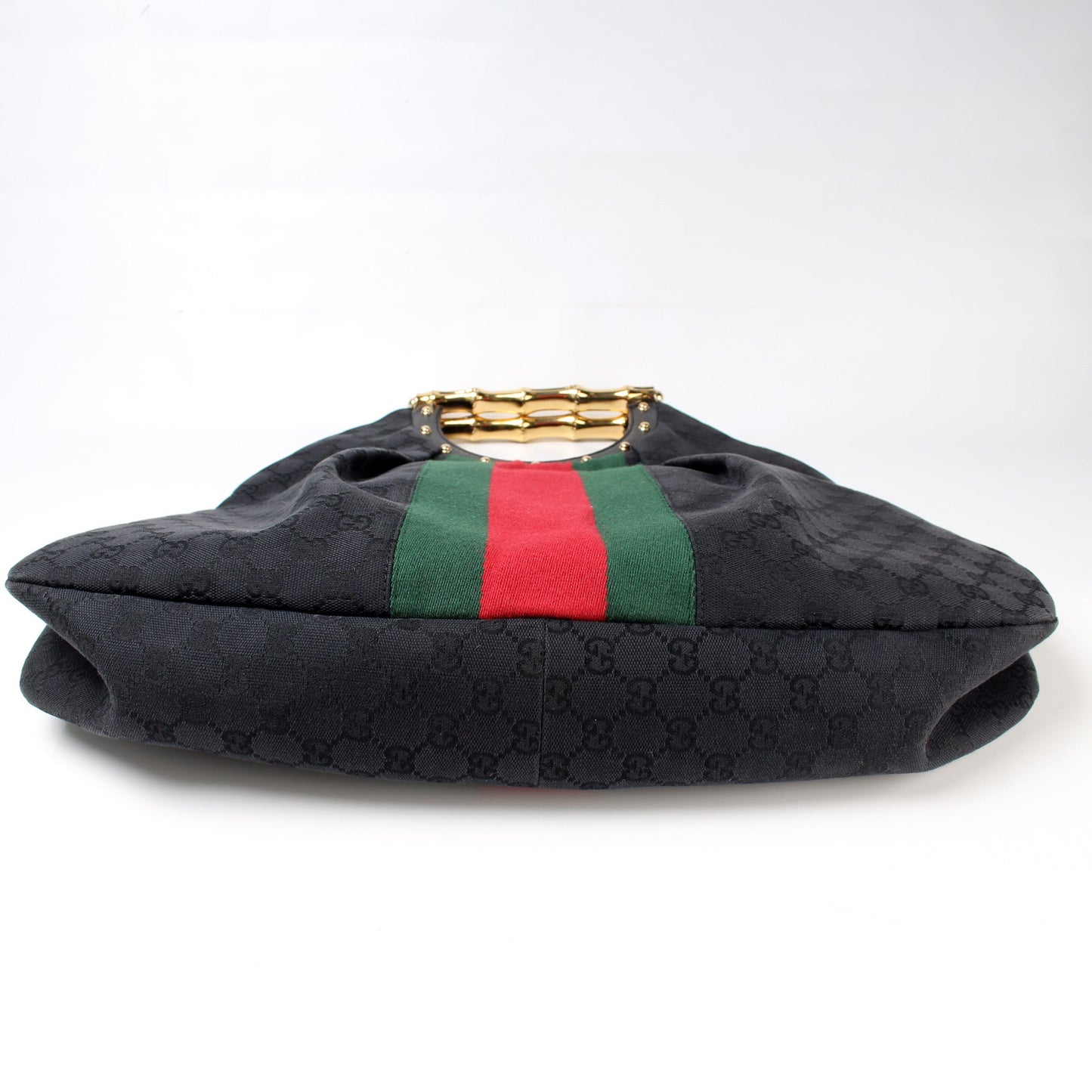 Gucci 128989 GG Canvas Metal Bamboo Bag