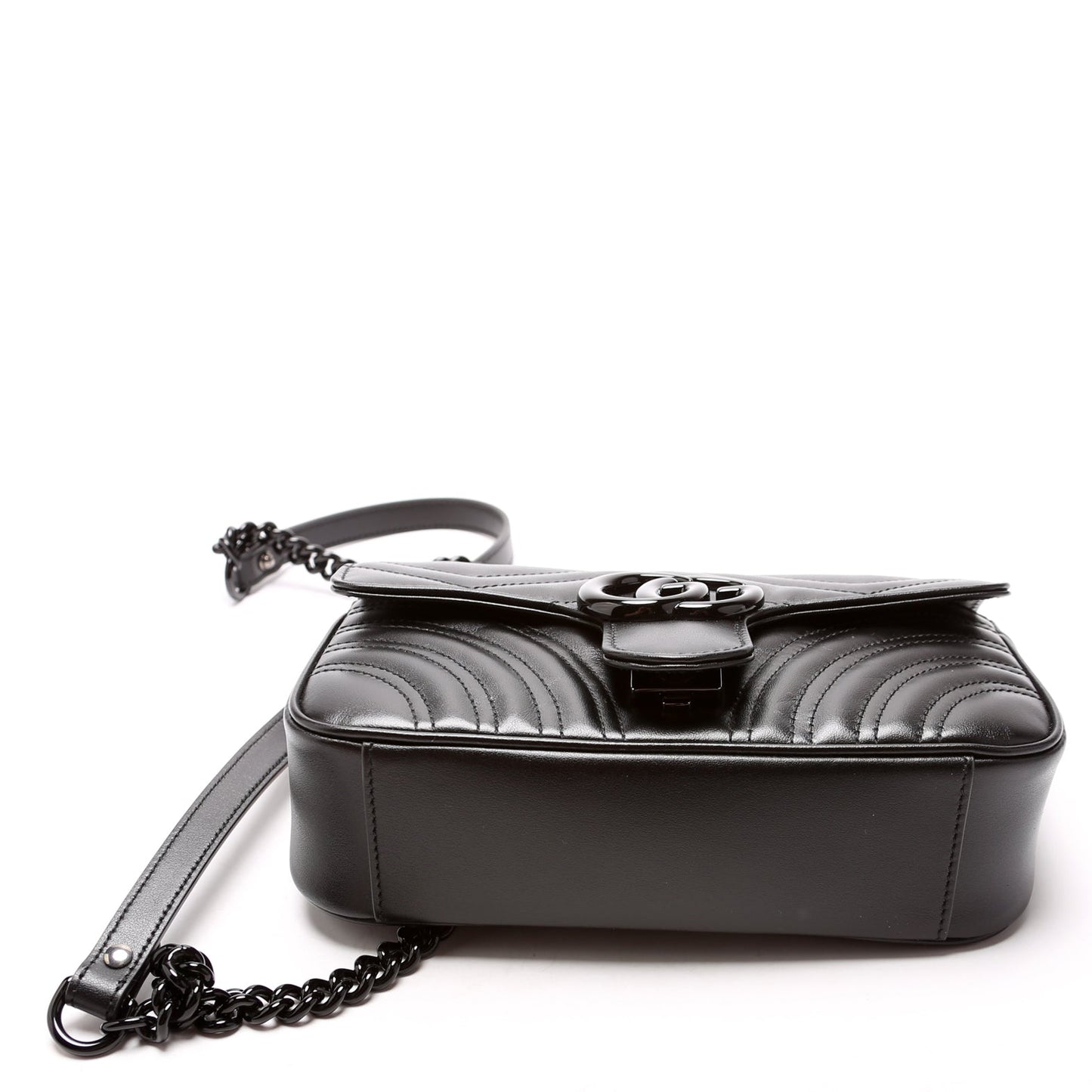 Gucci 446744 Marmont Monochrome Leather Shoulder Mini Flap Bag