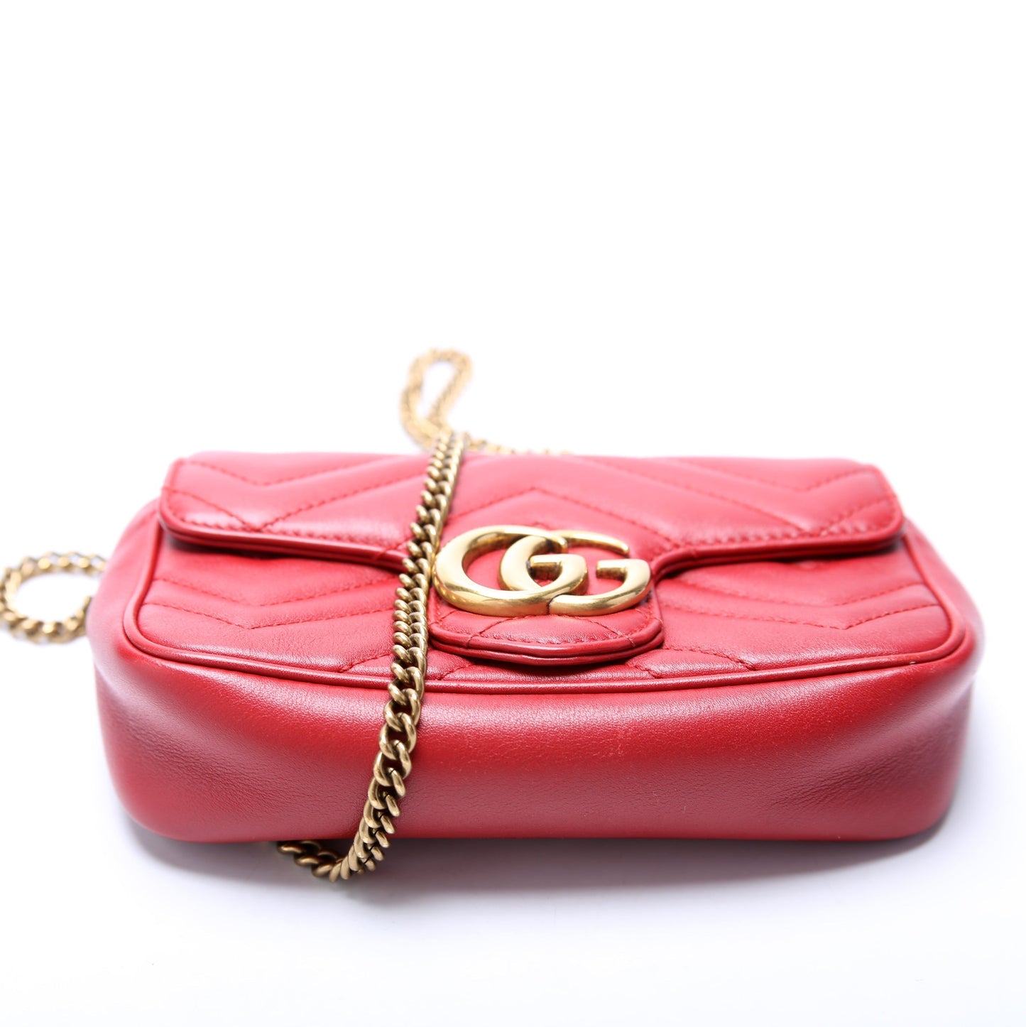 Gucci 476433 Marmont Leather Super Mini Flap Red Bag