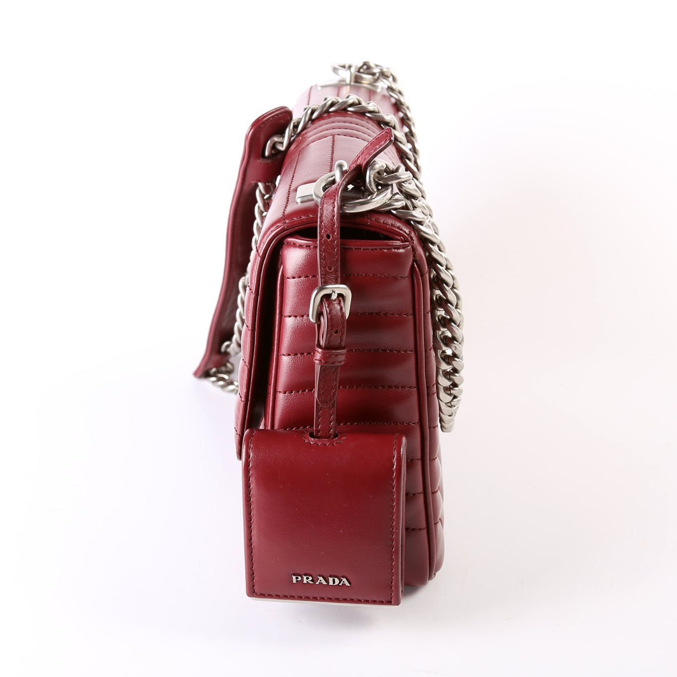 Prada Diagramme Soft Calfskin Burgundy Bag