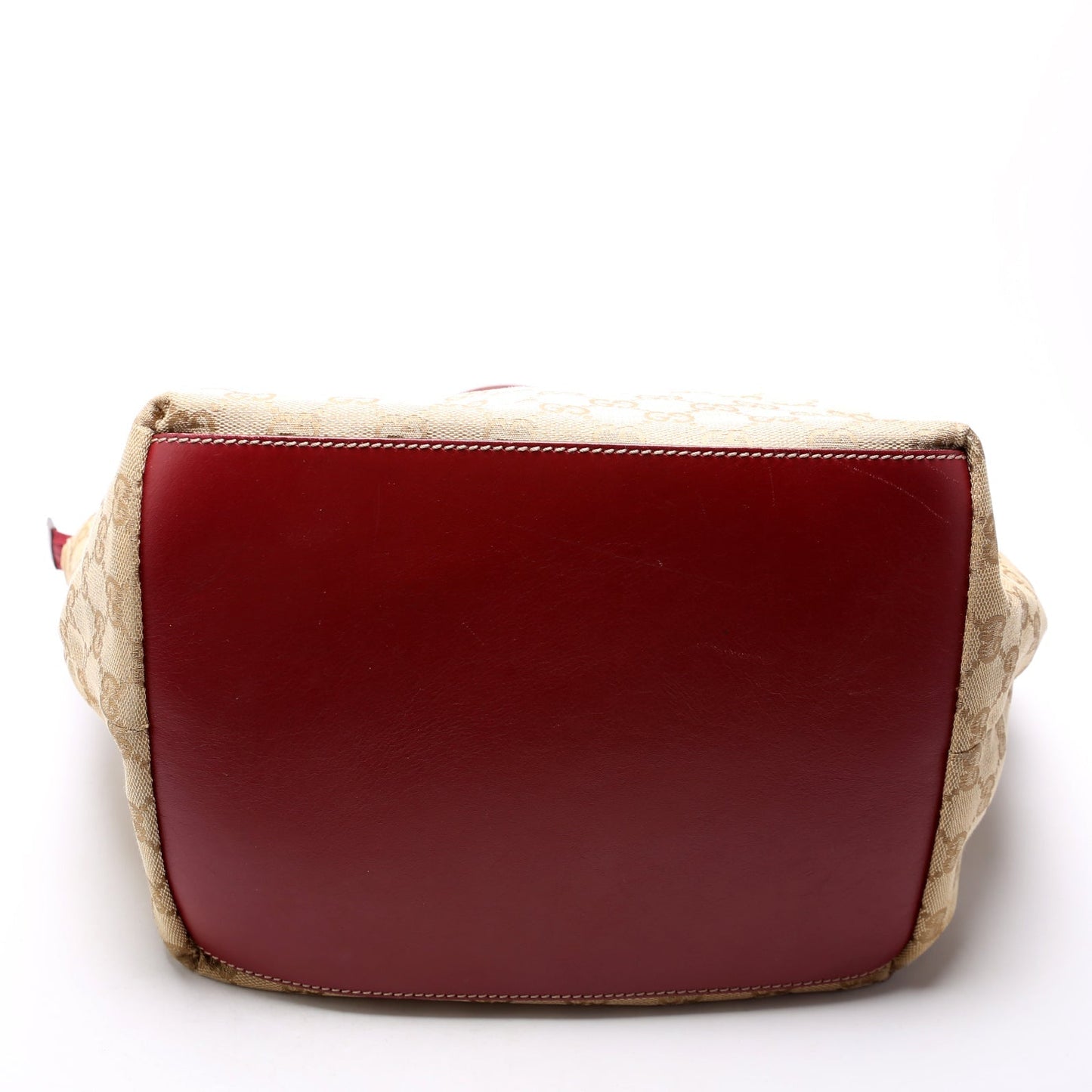 Gucci 131230 GG Canvas Web Bucket Tote Red Bag