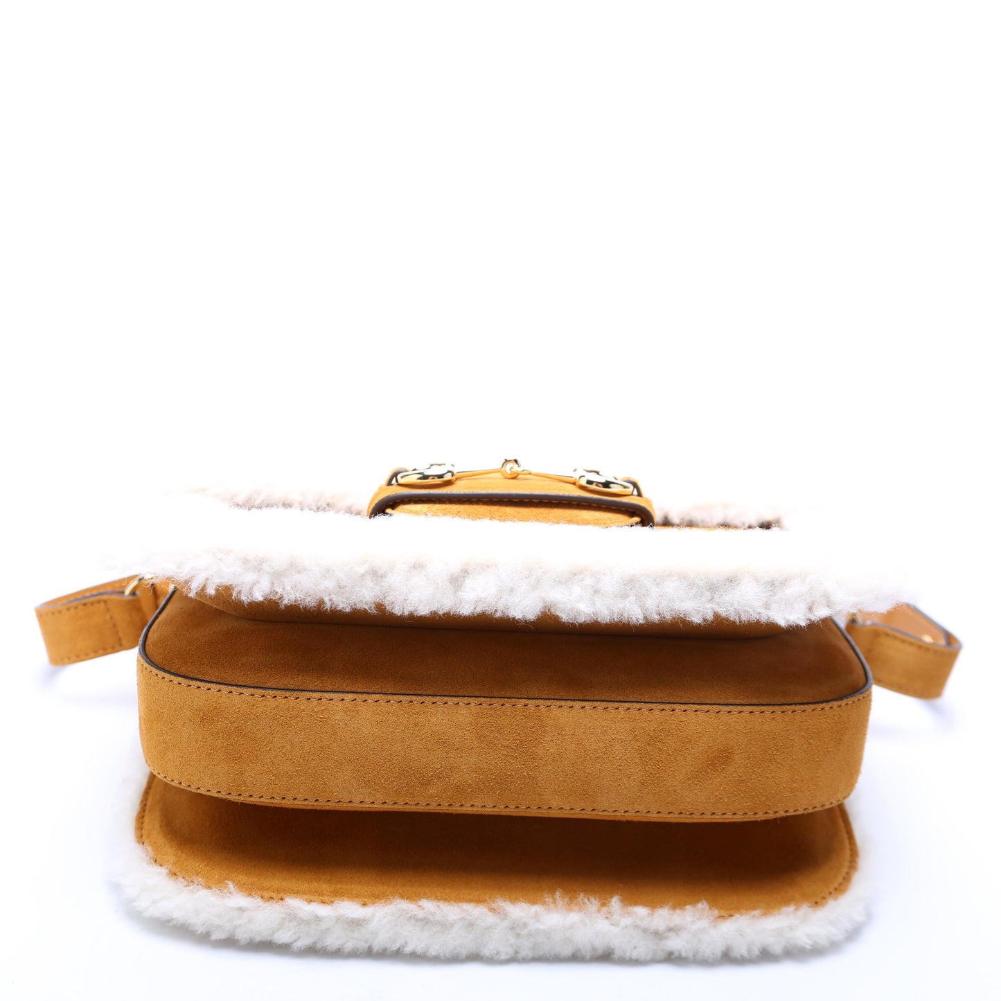 Gucci 602204 Horsebit 1955 Shearling/Suede Shoulder Bag