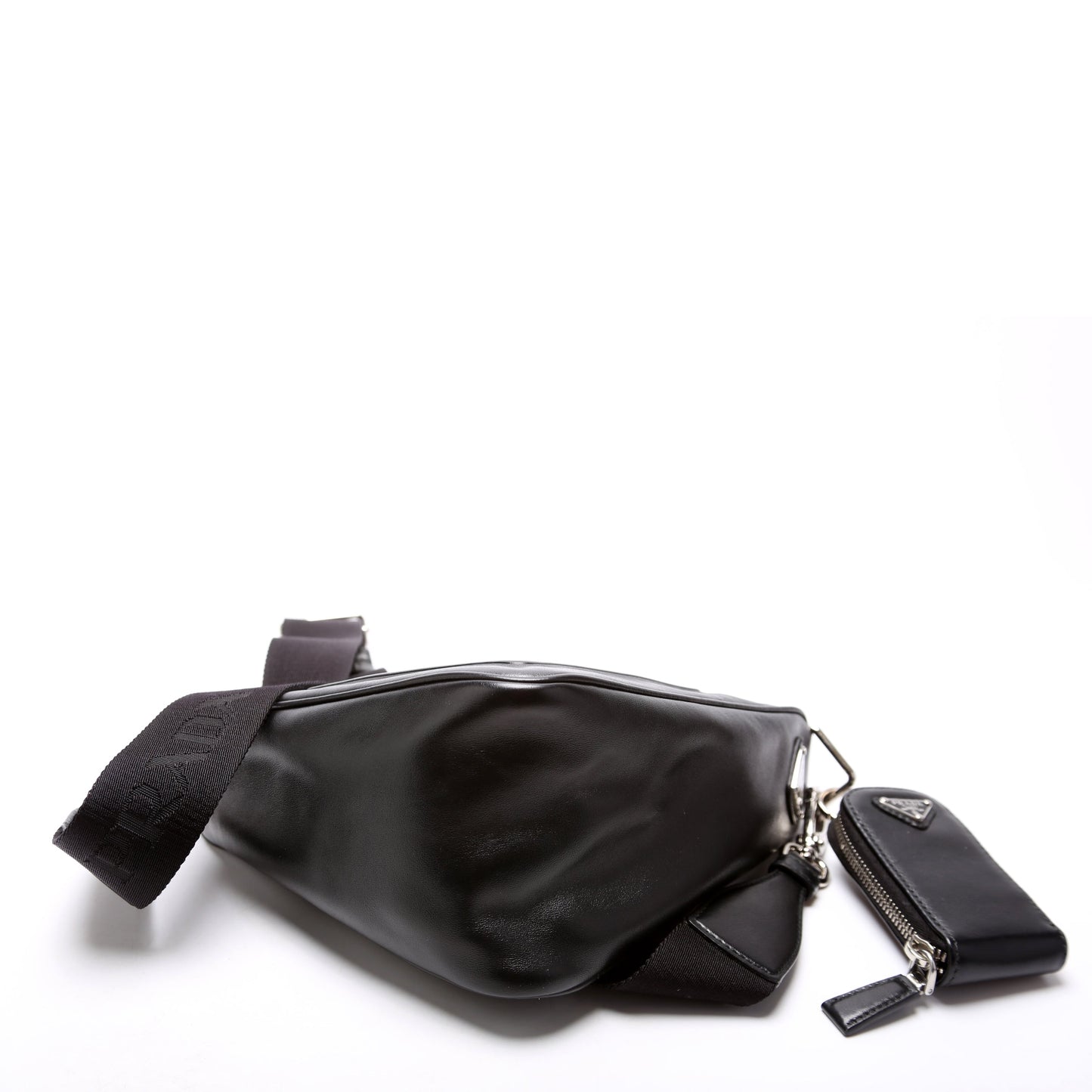 Prada Triangle Logo Leather Shoulder Black Bag