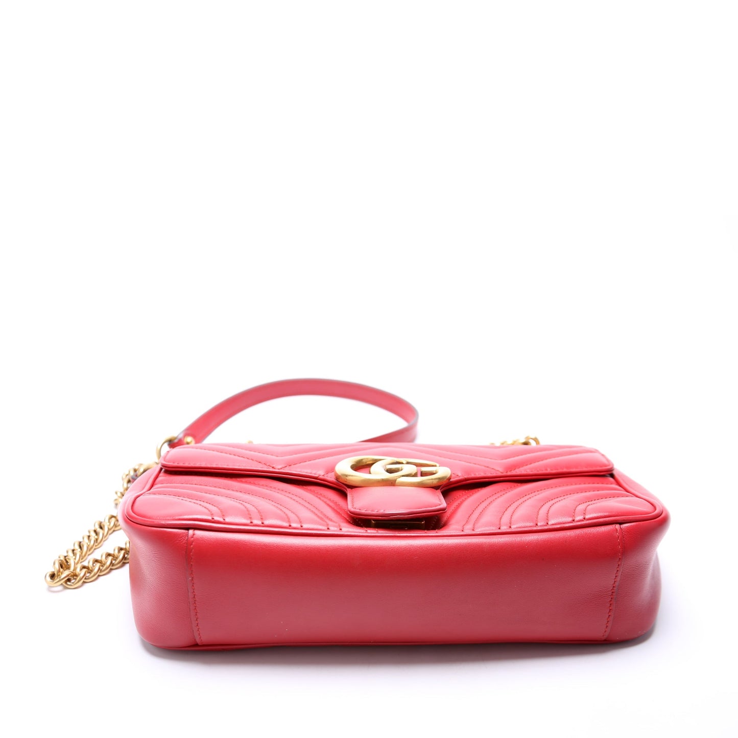 Gucci Marmont Leather Shoulder Small Flap Red Bag