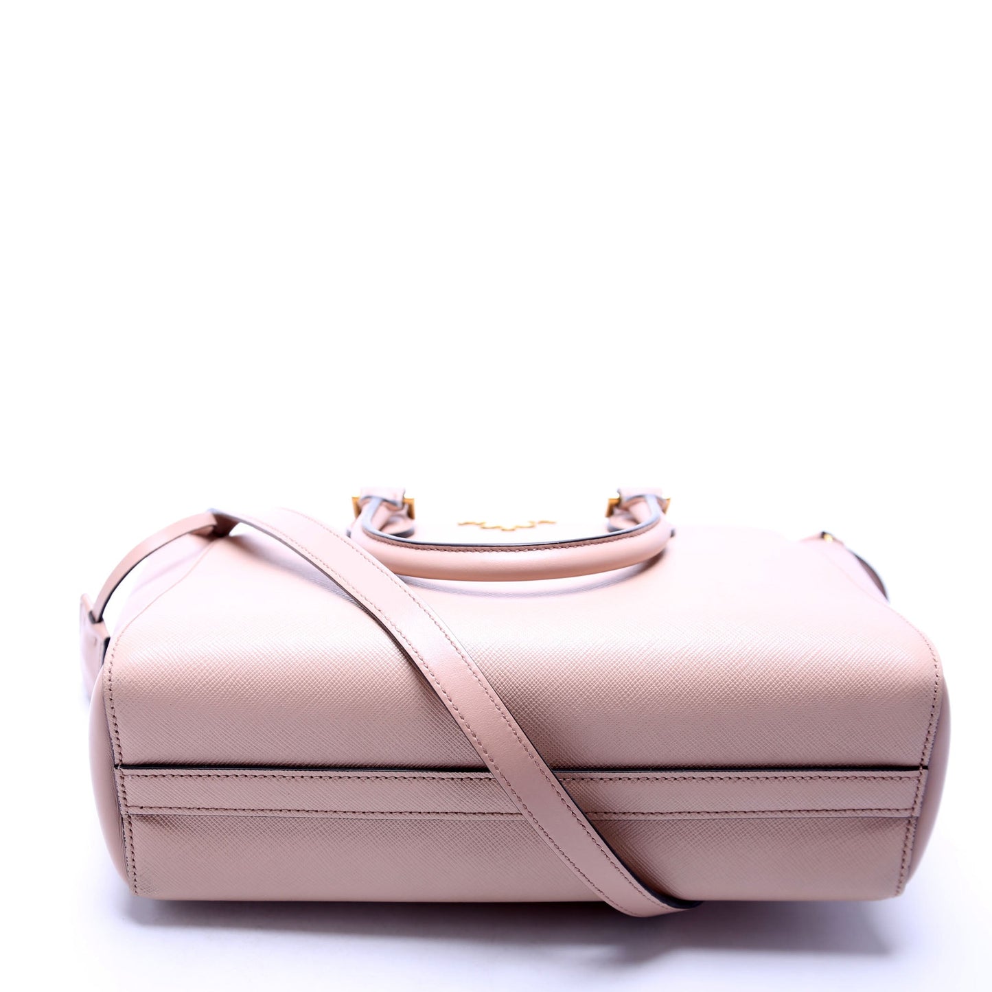 Prada Saffiano/Calfskin Top Handle Tan Bag