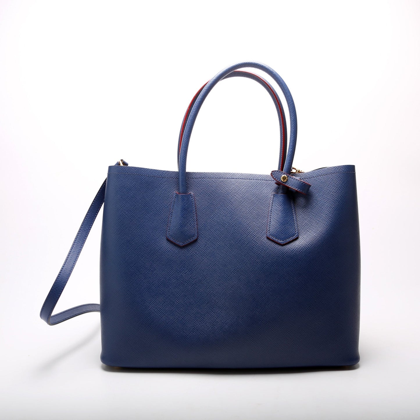 Prada Saffiano Cuir Double Large Blue Bag