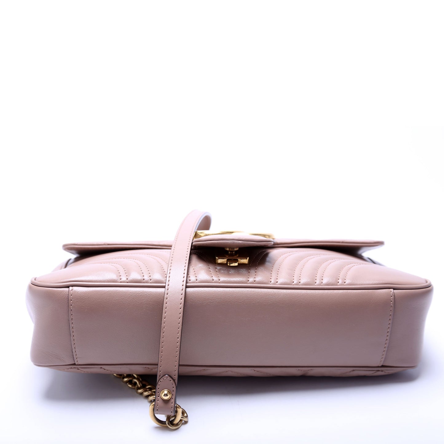Gucci 443496 Marmont Leather Shoulder Medium Nude Bag