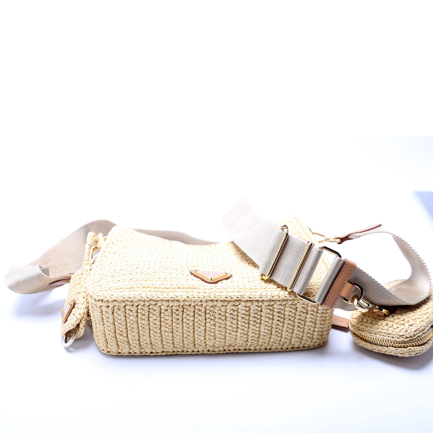 Prada 1BH204 Raffia Re-Edition 2005 Shoulder Tan Bag
