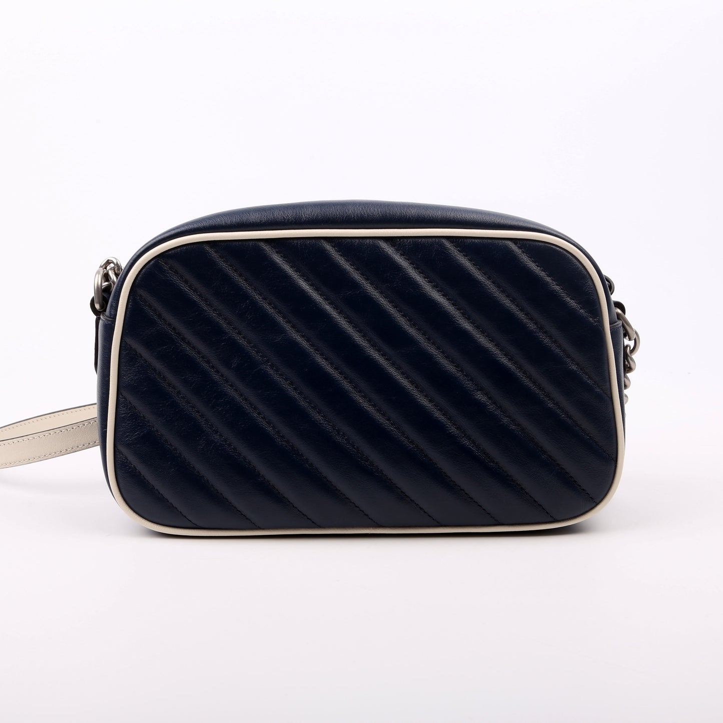 Gucci 447632 Marmont Small Leather Camera Blue/White Bag