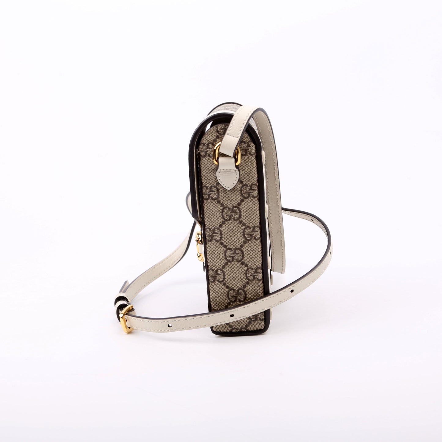 Gucci 625615 Horsebit 1955 GG Supreme Mini White Bag