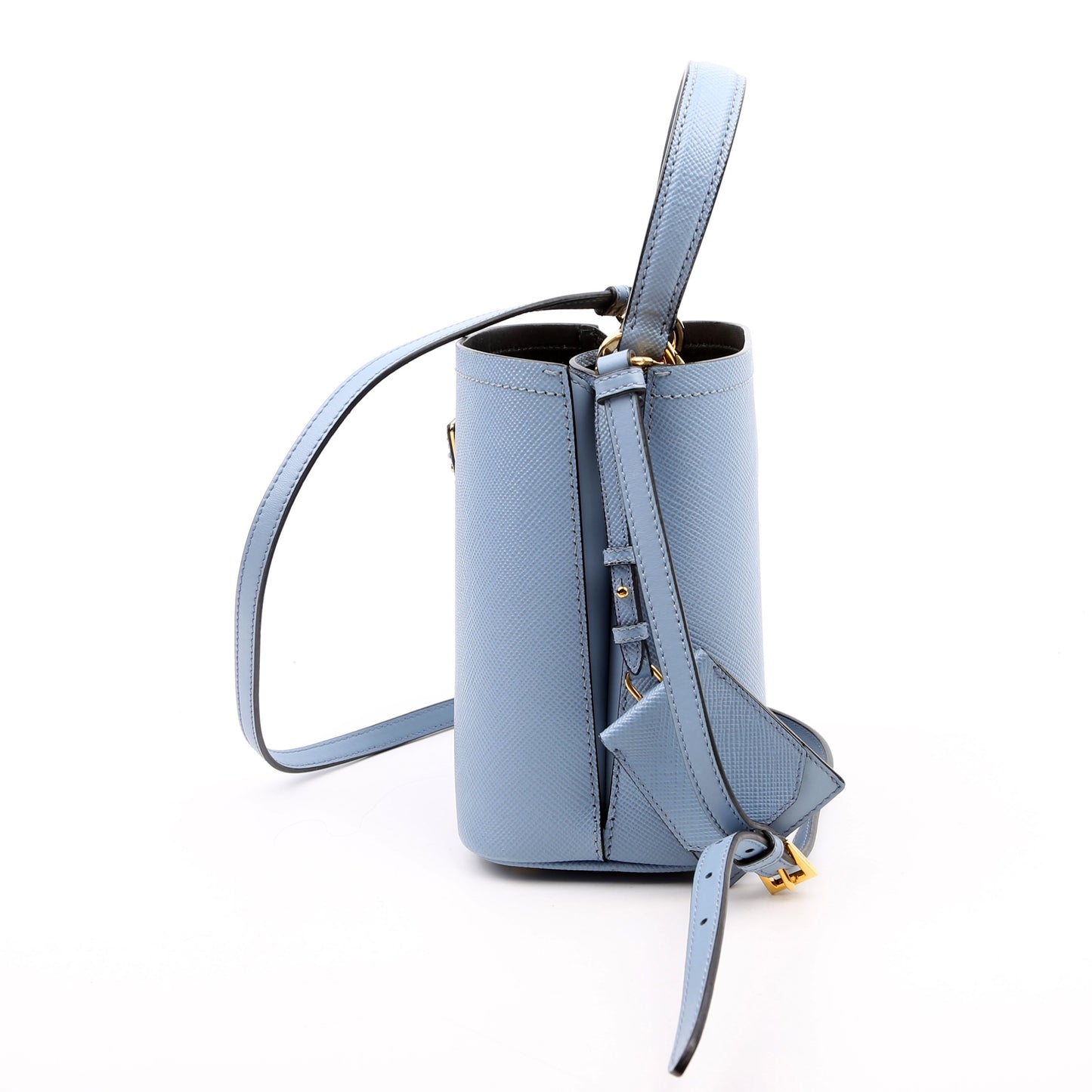 Prada Saffiano Cuir Small Panier Blue Bag - Style 2