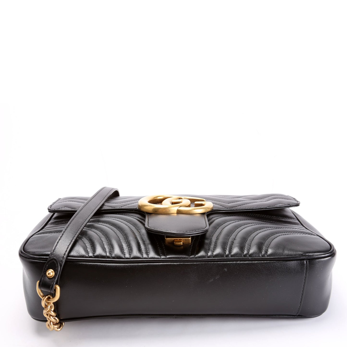 Gucci 443496 Marmont Leather Shoulder Medium Black Bag
