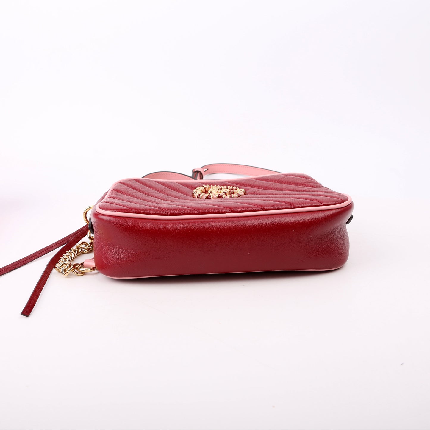 Gucci 447632 Marmont Torchon Small Leather Camera Red/Pink Bag