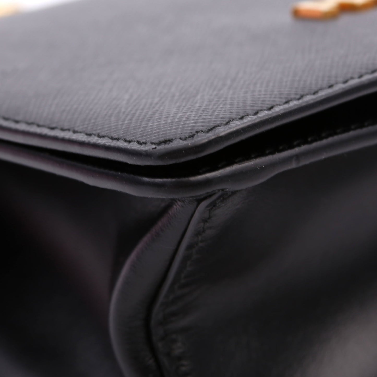Prada 1BD133 Saffiano Chain Crossbody Black Bag