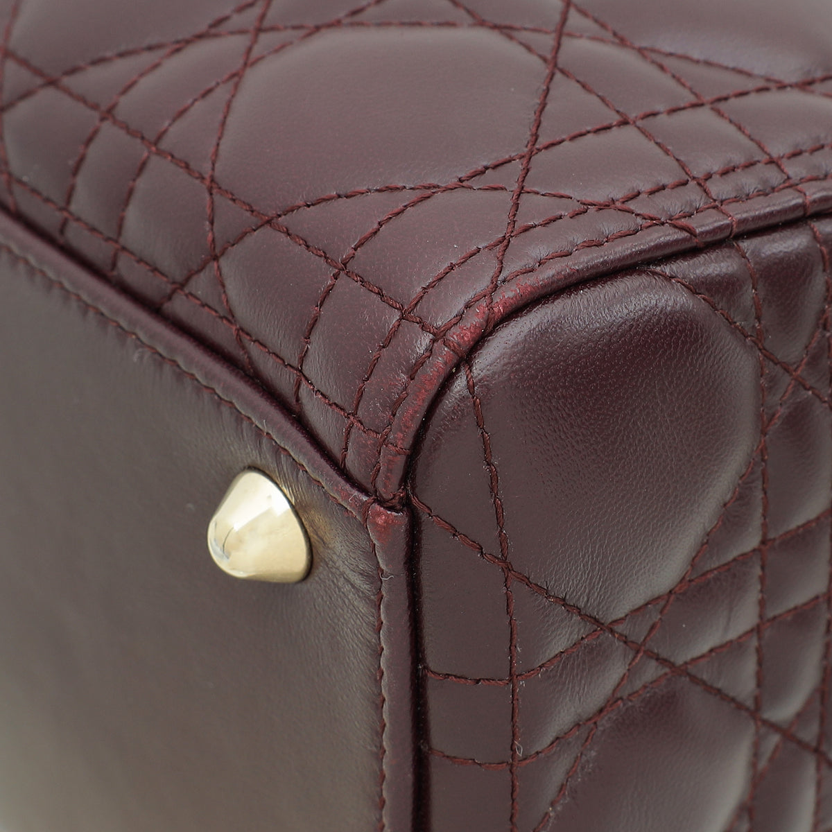 Christian Dior Burgundy Lady Dior Large Bag W/ Twilly