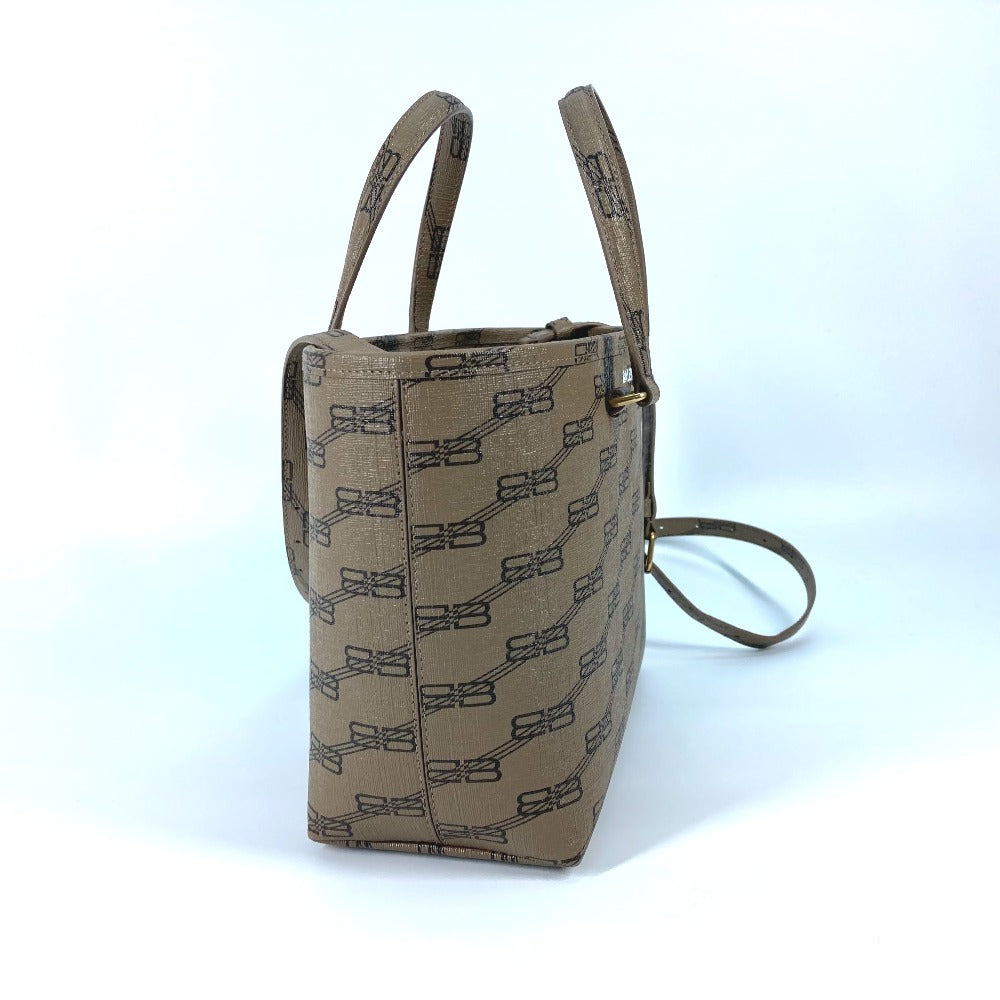 BALENCIAGA Tote Bag 702699 leather beige shoulder bag BB total logo Women