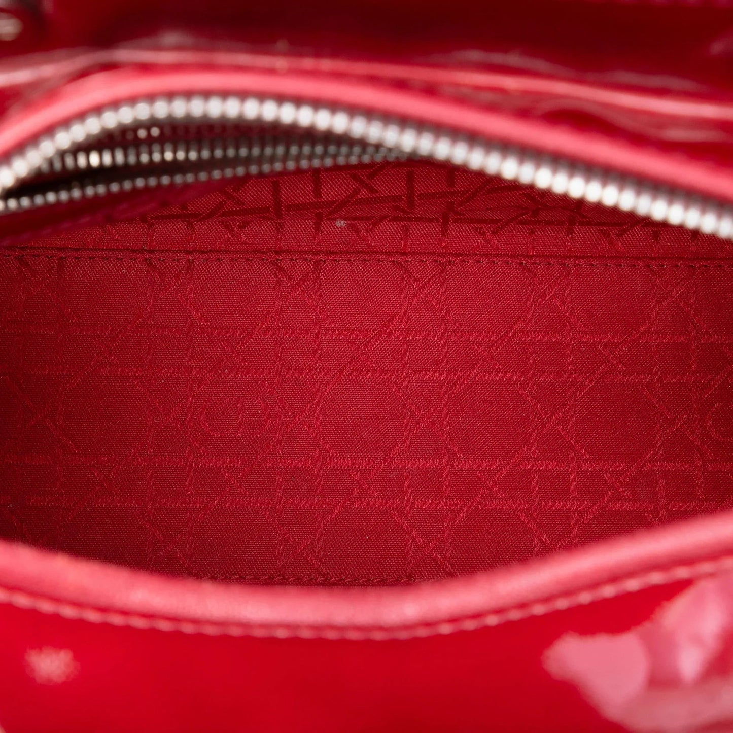 Red Dior Large Patent Cannage Lady Dior Satchel