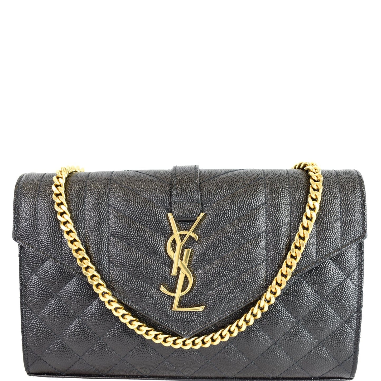 SAINT LAURENT Envelope Small Leather Shoulder Bag Black