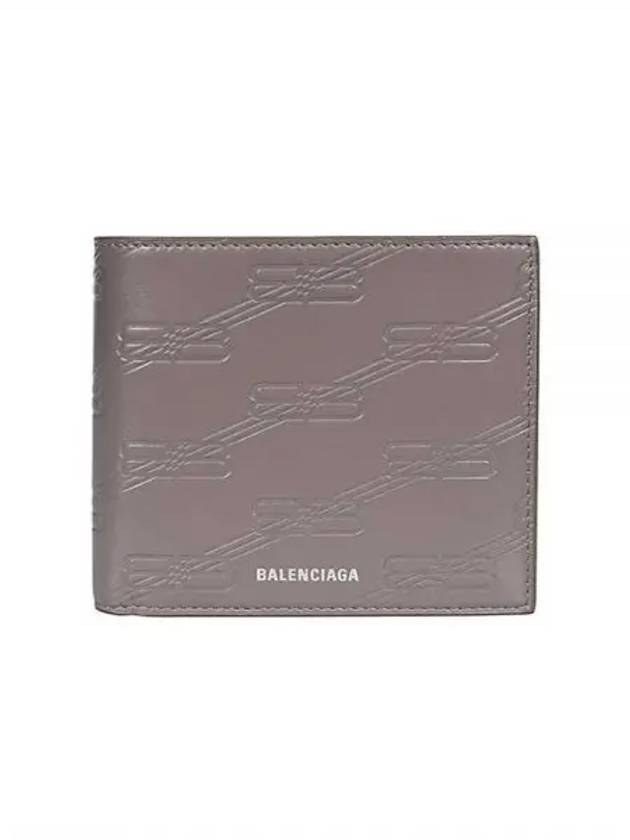 Luxury Balenciaga Trending 2026 BB Monogram Box Half Wallet Grey
