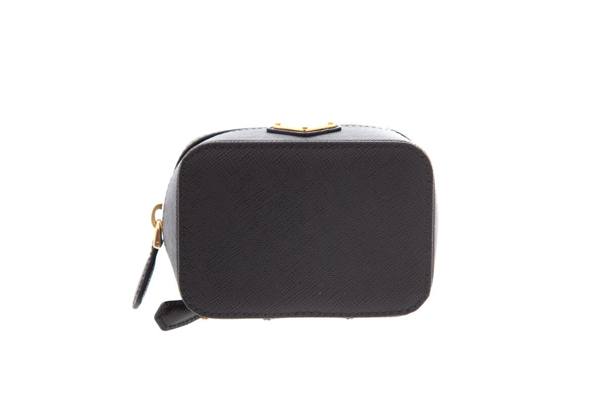 Prada Black Saffiano Leather Beauty Case Luxury Handbag