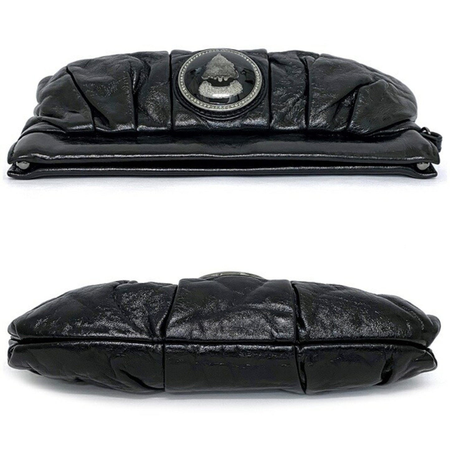 Gucci Black Leather Patent Leather Clutch Style 2