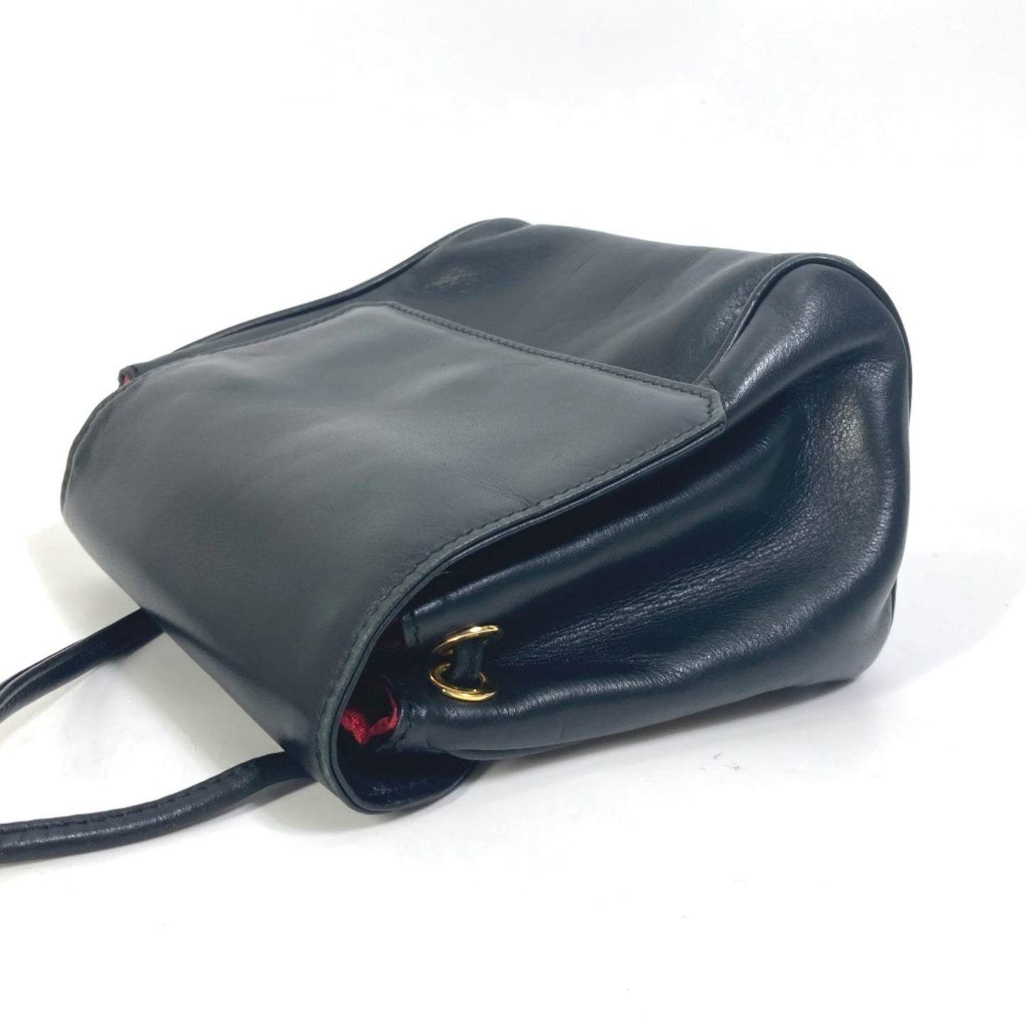 Christian Dior Black Red Color Leather Pochette Shoulder Bag