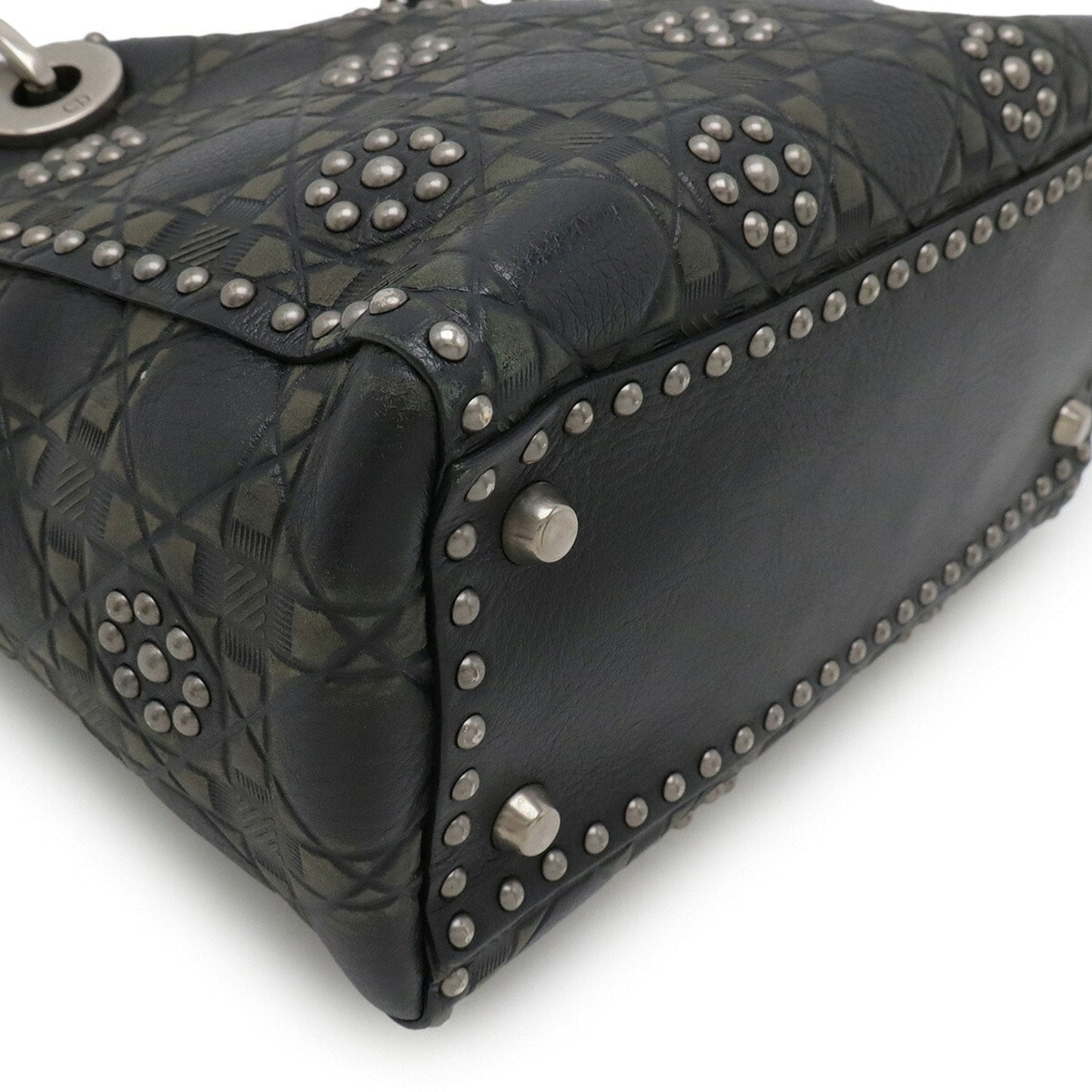 Christian Dior Black Khaki Leather Handbag Shoulder Bag