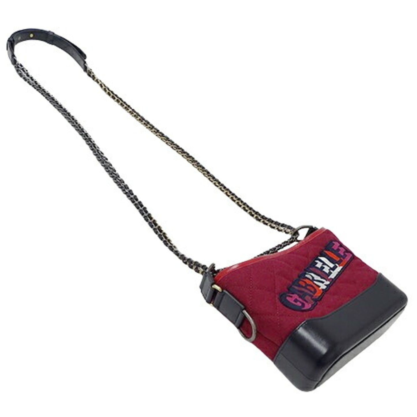 CHANEL Bag Gabrielle de Chanel Women s Shoulder Chain Wool Leather Red Black Compact