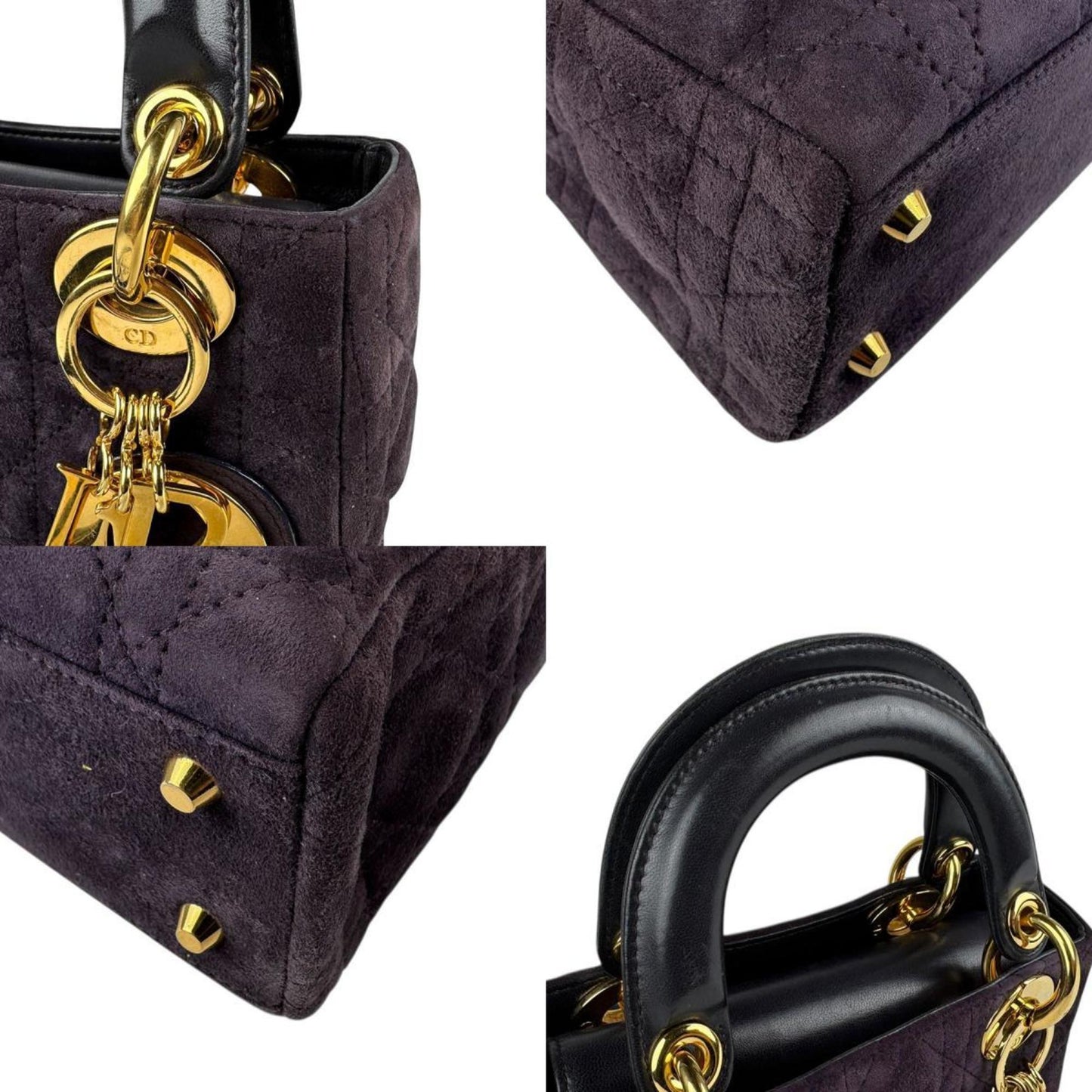 Christian Dior Black Purple Suede Leather Handbag Shoulder Bag