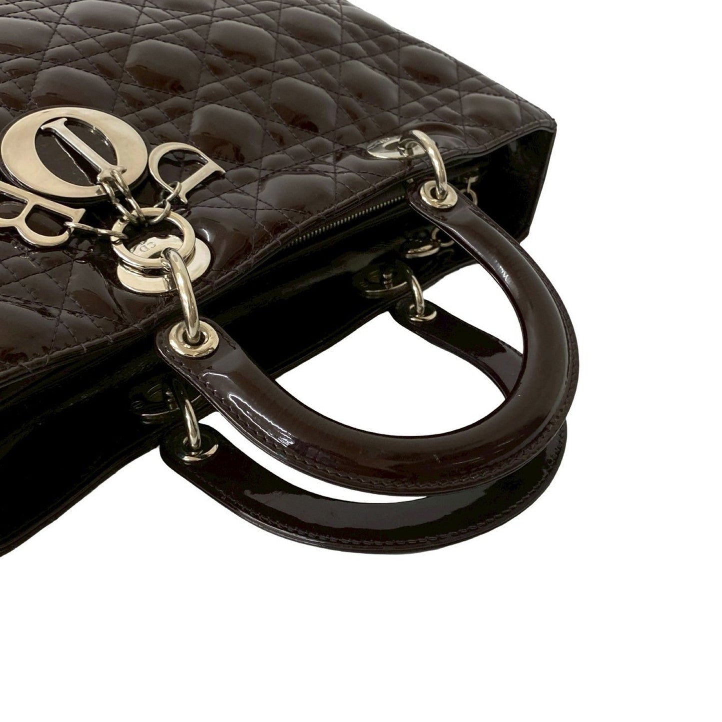 Christian Dior Brown Patent Leather Handbag Shoulder Bag