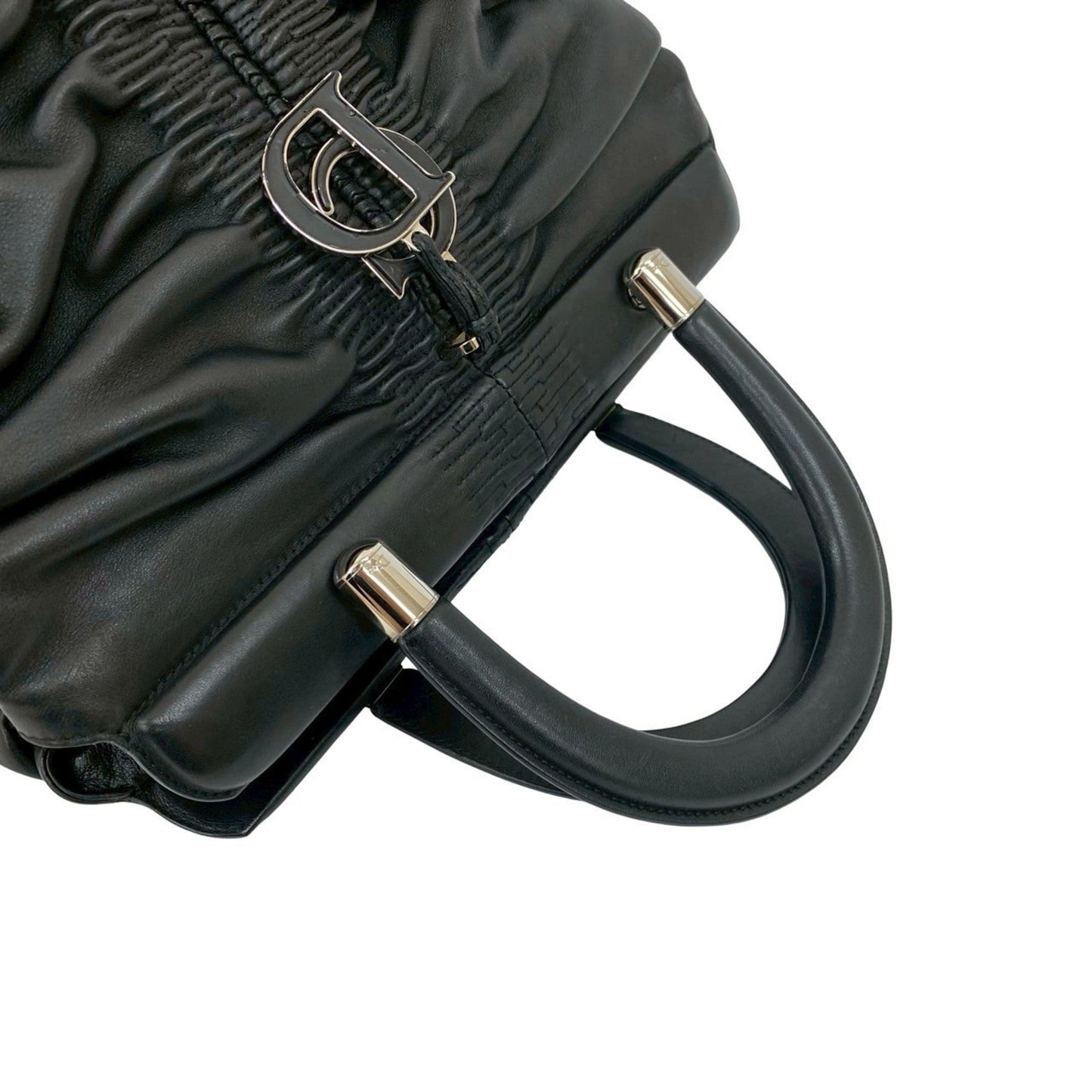 Christian Dior Black Leather Handbag Tote Bag